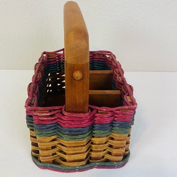 The Mixon Family Handmade Woven Wood Handle Caddy Basket - Picture 5 of 8
